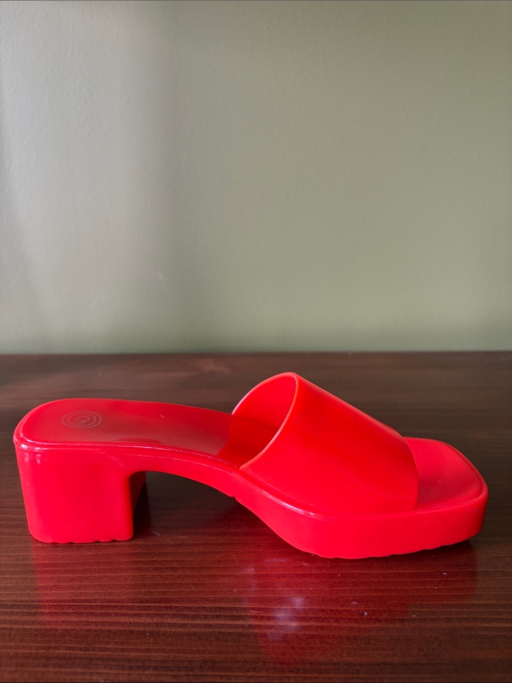 Orange Slide Block Heel Sandals - Picture 10 of 11
